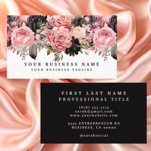 Roze en Zwarte Rozen Bloemen Zakelijke Kaarten Visitekaartje