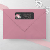 Roze en Zwarte Rozen Bruiloft Retouradres Label