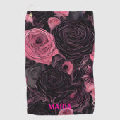Roze en zwarte Rozen Gothic Golfhanddoek (Voorkant)