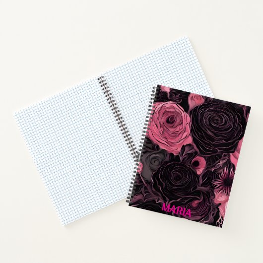 Roze en zwarte Rozen Notitieboek (Binnen)