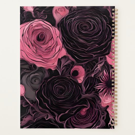 Roze en zwarte Rozen Planner (Achterkant)