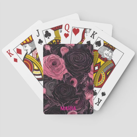 Roze en zwarte Rozen Pokerkaarten (Achterkant)
