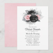 roze en zwarte Rozen - Virtuele Shower Kaart (Voorkant / Achterkant)