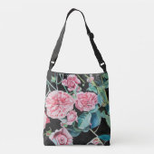 Roze en zwarte Rozen Waterverf Crossbody Bag Crossbody Tas (Achterkant)