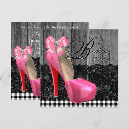 Roze en Zwarte Rustieke Schuur Hout Verjaardagsfee Kaart (Voorkant / Achterkant)