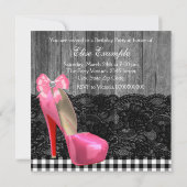 Roze en Zwarte Rustieke Schuur Hout Verjaardagsfee Kaart (Achterkant)