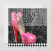 Roze en Zwarte Rustieke Schuur Hout Verjaardagsfee Kaart (Voorkant)