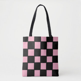 Roze en Zwarte Rutentas Tote Bag