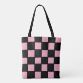 Roze en Zwarte Rutentas Tote Bag (Achterkant)
