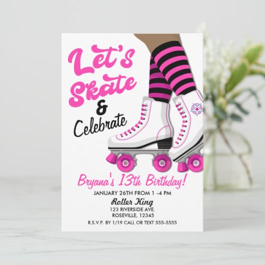 Roze en zwarte Schaats met draagtas Kaart (Staand voorkant)