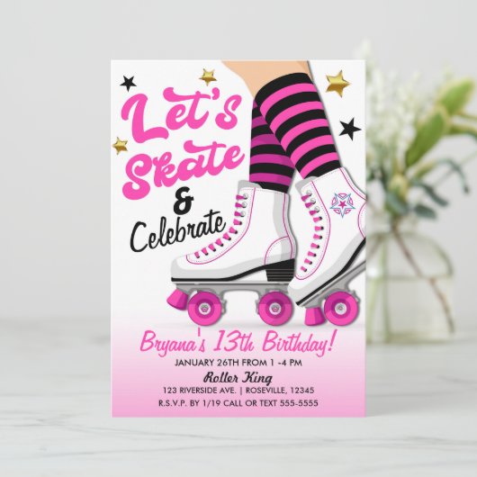 Roze en zwarte Schaats met draagtas Kaart (Staand voorkant)