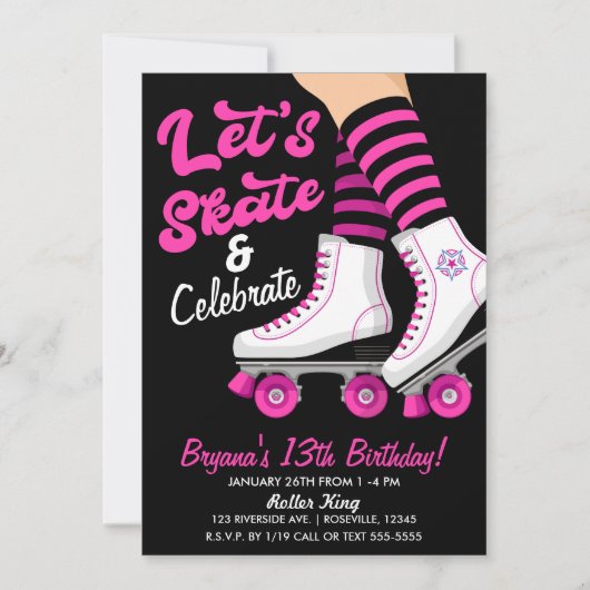 Roze en zwarte Schaats met draagtas Kaart (Voorkant)