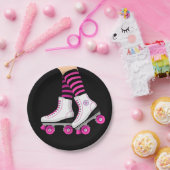 Roze en zwarte Schaats met draagtas Papieren Bordje (Feest)