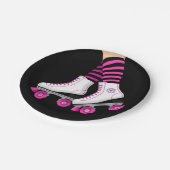 Roze en zwarte Schaats met draagtas Papieren Bordje (Gekanteld)
