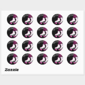 Roze en zwarte Schaats met draagtas Ronde Sticker (Vel)