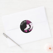 Roze en zwarte Schaats met draagtas Ronde Sticker (Envelop)