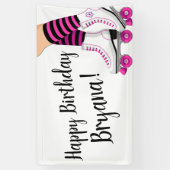 Roze en zwarte Schaats met draagtas Spandoek (Verticaal)