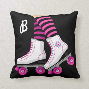 Roze en zwarte Schaats schaatsen Kussen