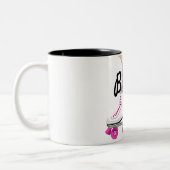 Roze en zwarte Schaats schaatsen Tweekleurige Koffiemok (Links)