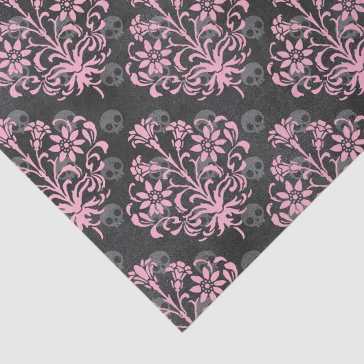 Roze en zwarte schedel gotisch tissuepapier (Detail)