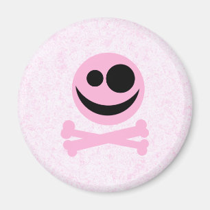 Roze en zwarte schedel, op een roze patroon. magneet
