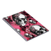 Roze en zwarte schedel van het roos. notitieboek (Rechterzijde)