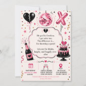 Roze en Zwarte Scheidingsfeest Viering | Kaart (Voorkant)