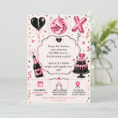 Roze en Zwarte Scheidingsfeest Viering | Kaart (Staand voorkant)