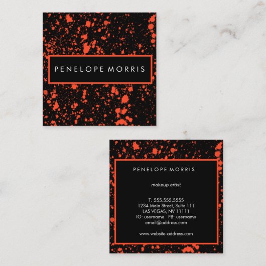 Roze en zwarte schilderplaat — Beauty-stijllijst Vierkante Visitekaartje (Voorkant / Achterkant)