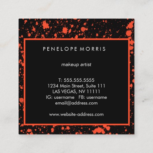 Roze en zwarte schilderplaat — Beauty-stijllijst Vierkante Visitekaartje (Achterkant)
