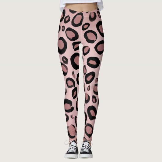 Roze en zwarte schildpadden leggings (Voorkant)