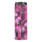 Roze en zwarte schitterende luipaard afdrukspots A Thermosbeker (Achterkant)