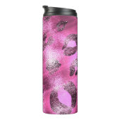 Roze en zwarte schitterende luipaard afdrukspots A Thermosbeker (Geroteerd rechts)
