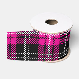 Roze en Zwarte Schotse Plaid Print Lint