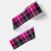 Roze en Zwarte Schotse Plaid Print Lint (Achterkant)