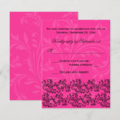 Roze en Zwarte Scrolls Antwoordkaart Kaart (Voorkant / Achterkant)