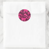 Roze en zwarte  Scrolls Wedding Sticker (Tas)