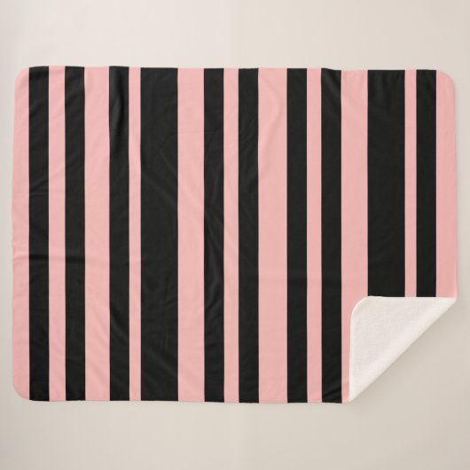 Roze en zwarte Sherpa Blanket Sherpa Deken (Voorkant (horizontaal))