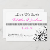 Roze en zwarte sinaasappelen | Weddenschap Save The Date (Voorkant / Achterkant)