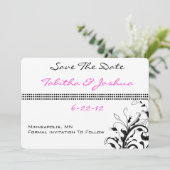 Roze en zwarte sinaasappelen | Weddenschap Save The Date (Staand voorkant)