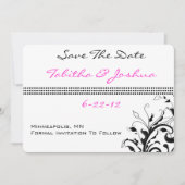Roze en zwarte sinaasappelen | Weddenschap Save The Date (Voorkant)