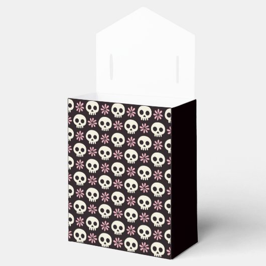 Roze en Zwarte Skull Favor Box Bedankdoosjes (Geopend)