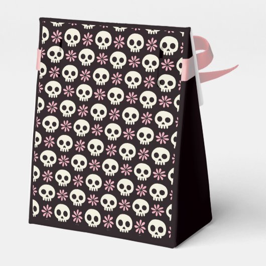 Roze en Zwarte Skull Favor Box Bedankdoosjes (Achterkant)