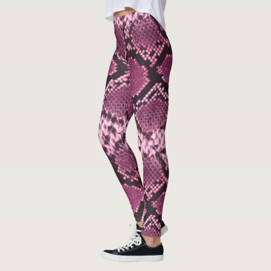 Roze en zwarte snakeskin leggings (Links)