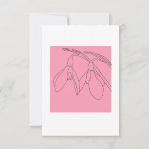 Roze en zwarte sneeuwklokje bloem bedankkaart