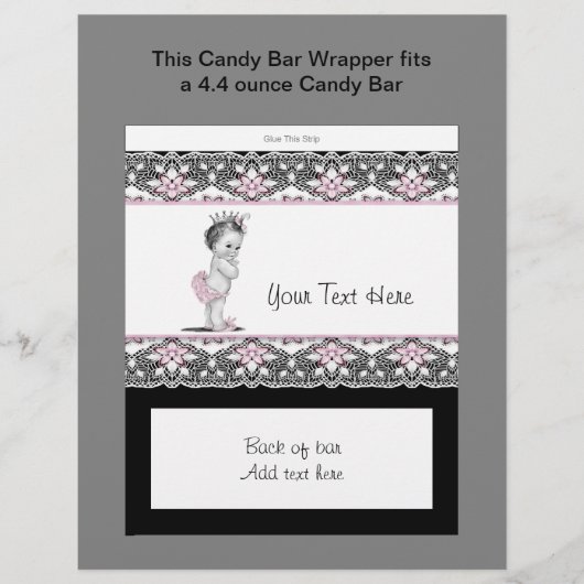 Roze en zwarte Snoep Bar Wrapper voor Baby shower Flyer (Voorkant)