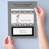 Roze en zwarte Snoep Bar Wrapper voor Baby shower Flyer (Hand)