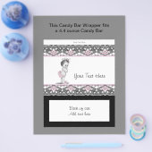 Roze en zwarte Snoep Bar Wrapper voor Baby shower Flyer (Enkel)