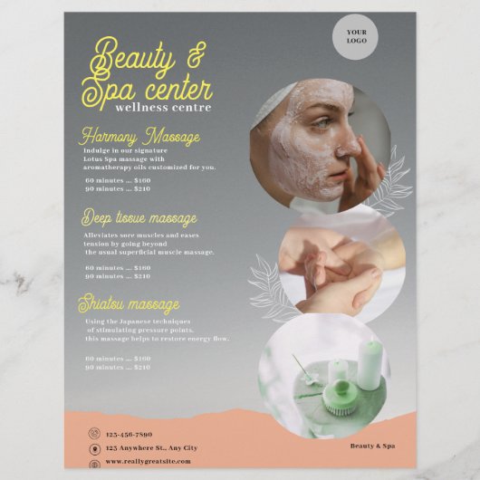 Roze en Zwarte Spa Calming Beauty & Spa Flyer (Voorkant)