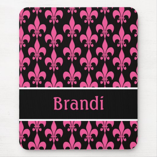 Roze en zwarte, speciaal gepersonaliseerde Fleur d Muismat (Voorkant)